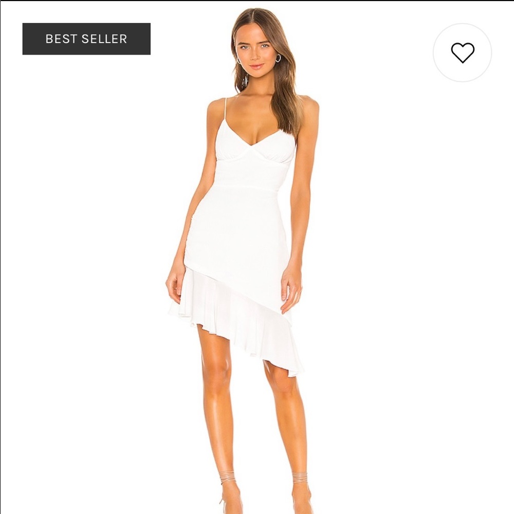 Asymmetrical white midi dress